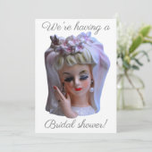 Bride in roze hoofdvet Vrijgezellenfeest Kaart (Staand voorkant)