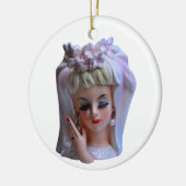 Bride in roze hoofdvet Vrijgezellenfeest Keramisch Ornament (Links)