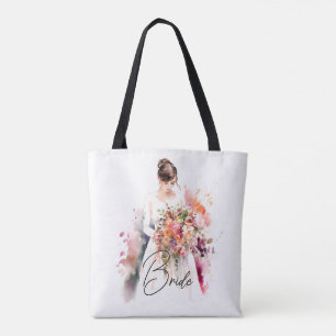 Bride in Waterverf Weddenschap Tote Bag