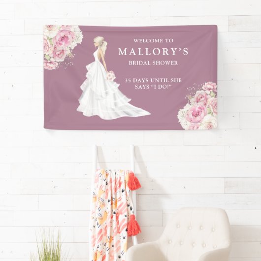 Bride in Wedding Gown Vrijgezellenfeest Welkom Spandoek (Insitu)