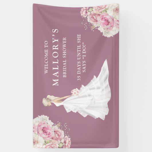 Bride in Wedding Gown Vrijgezellenfeest Welkom Spandoek (Verticaal)