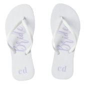 Bride initiaal witte violette lavender monogram teenslippers (Voetbed)