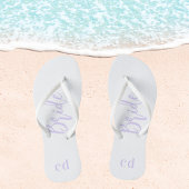 Bride initiaal witte violette lavender monogram teenslippers