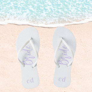 Bride initiaal witte violette lavender monogram teenslippers