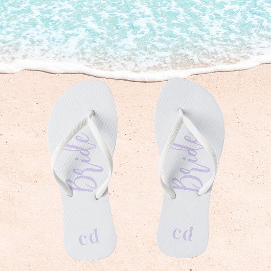 Bride initiaal witte violette lavender monogram teenslippers