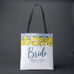 Bride Italiaanse blauwe Tegel Lemon Boho Wedding Tote Bag<br><div class="desc">Een prachtige citroenbruine doucheuitnodiging met citroenen en blauwe en witte Italiaanse mediterrane tegel. Pas het aan uw vrijgezellenfeest aan. Ontworpen voor jou door Blackberry Boulevard.</div>
