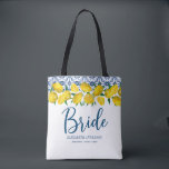 Bride Italiaanse blauwe Tegel Lemon Boho Wedding Tote Bag<br><div class="desc">Een prachtige citroenbruine doucheuitnodiging met citroenen en blauwe en witte Italiaanse mediterrane tegel. Pas het aan uw vrijgezellenfeest aan. Ontworpen voor jou door Blackberry Boulevard.</div>