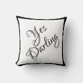Bride ja Darling Black White Script Chic Wedding Kussen (Voorkant)