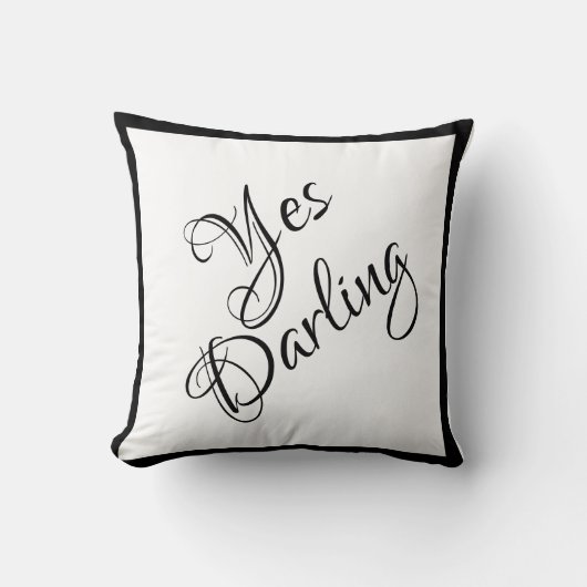 Bride ja Darling Black White Script Chic Wedding Kussen (Voorkant)