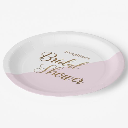 Bride krijgt naam Pink Gold Vrijgezellenfeest Scri Papieren Bordje (Gekanteld)