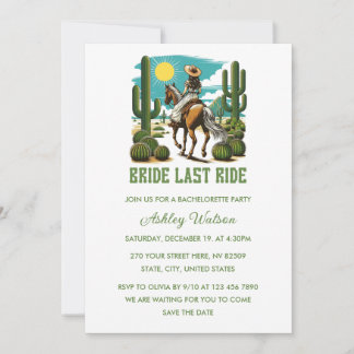 Bride Last Ride Cowgirl Bachelorette Party Kaart