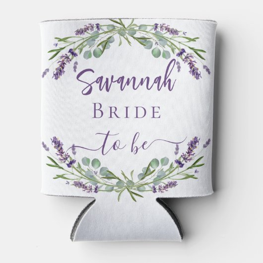 Bride lavender eucalyptus greenery name blikjeskoeler (Voorkant)