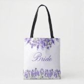 Bride lavender florals violet script tote bag (Voorkant)