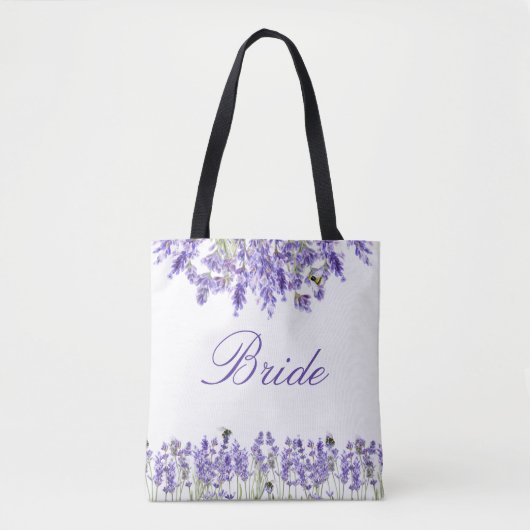 Bride lavender florals violet script tote bag (Voorkant)