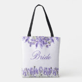 Bride lavender florals violet script tote bag (Achterkant)