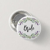Bride lavender violet eucalyptusbruinbruiloft ronde button 3,2 cm (Voorkant /achterkant)