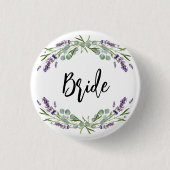 Bride lavender violet eucalyptusbruinbruiloft ronde button 3,2 cm (Voorkant)