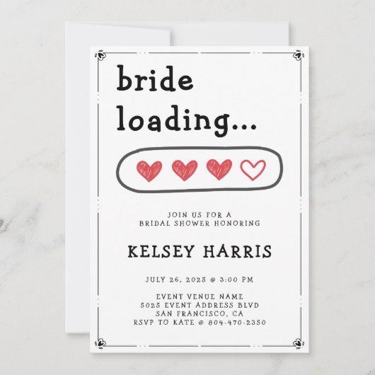 Bride Loading Hearts Vrijgezellenfeest Kaart (Voorkant)