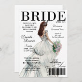 Bride Magazine Modern Bridal Shower Invitations Kaart (Voorkant / Achterkant)