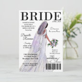 Bride Magazine Modern Bridal Shower Invitations Kaart (Staand voorkant)