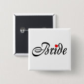 Bride (Manuscript Red Hrt) Vierkante Button 5,1 Cm (Voorkant /achterkant)
