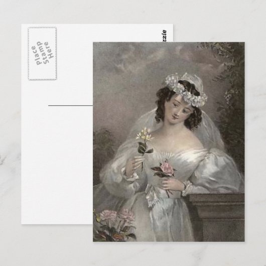 Bride met Bloemen Briefkaart (Voorkant / Achterkant)