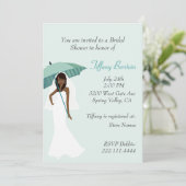 Bride met de Blauwgroen Uitnodiging van de Bridal  (Staand voorkant)