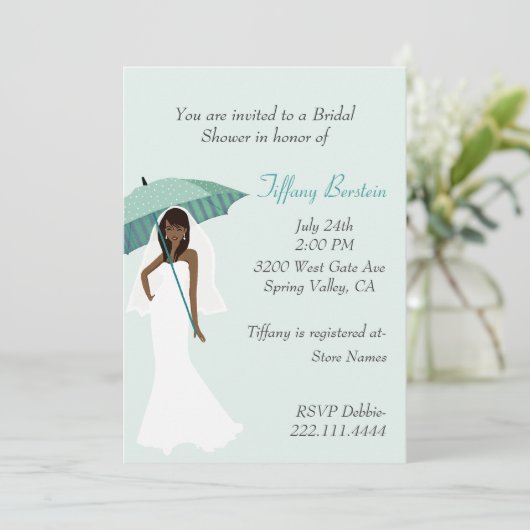 Bride met de Blauwgroen Uitnodiging van de Bridal  (Staand voorkant)