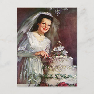 Bride met de Cake van de Weddenschap sparen de Da Aankondigingskaart
