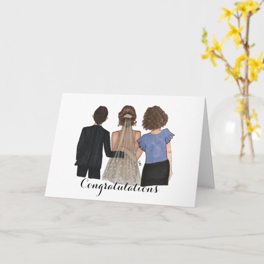 Bride met de Ouders feliciteert Kaart (Gele Bloem)