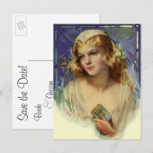 Bride met een Bijbel, Wedding sparen de Datum Aankondigingskaart (Voorkant / Achterkant)