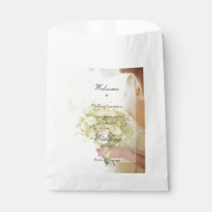 Bride met Flower Bouquet, editable bruiloft Bedankzakje