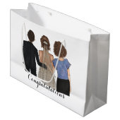 Bride met ouders Illustratie bruiloft Groot Cadeauzakje (Voorkant Gekanteld)