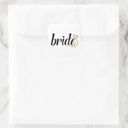 Bride met Ring Vierkante Sticker (Tas)
