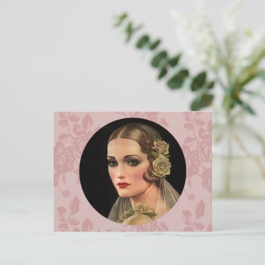 bride met Rozen Briefkaart (Staand voorkant)