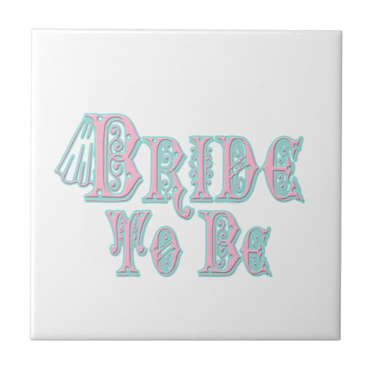 Bride met Veil, roze en Blauwgroen type Tegeltje (Voorkant)