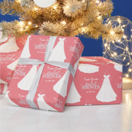 Bride met Vrijgezellenfeest roze met lange druk Cadeaupapier