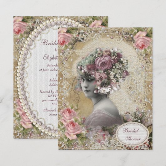  bride met Vrijgezellenfeest van juwelen en bloeme Kaart (Voorkant / Achterkant)