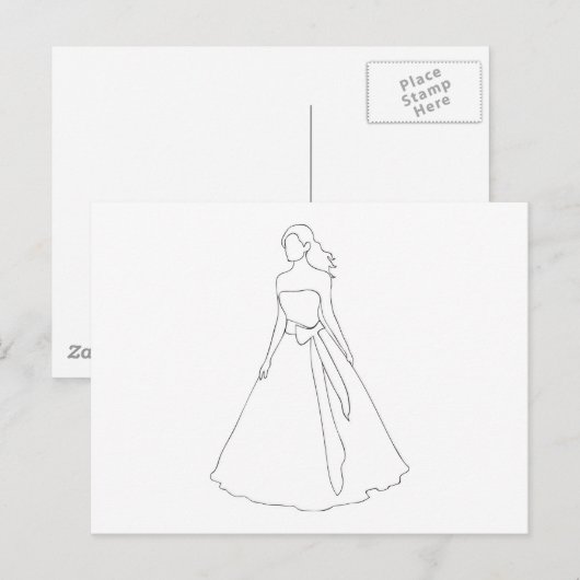 Bride met Wavy Hair Briefkaart (Voorkant / Achterkant)