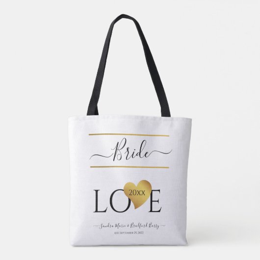 Bride | Mevrouw Love-tekst met een Gold Heart Tote Bag (Achterkant)