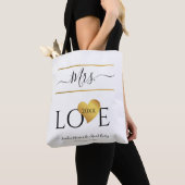 Bride | Mevrouw Love-tekst met een Gold Heart Tote Bag (Dichtbij)