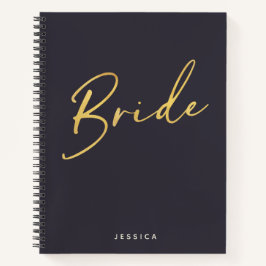 Bride Minimalist Gold Lettering nabestaandenvaardi Notitieboek