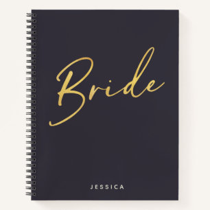 Bride Minimalist Gold Lettering nabestaandenvaardi Notitieboek