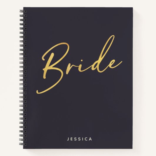 Bride Minimalist Gold Lettering nabestaandenvaardi Notitieboek (Voorkant)