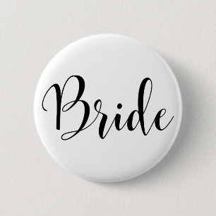 Bride Modern Black Script Typografie (30) Ronde Button 5,7 Cm