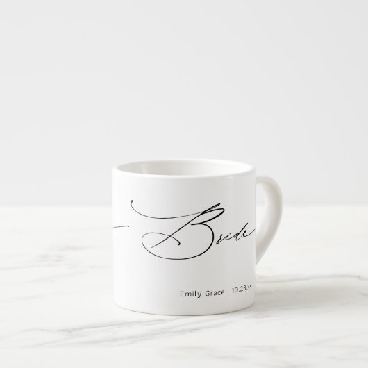 Bride Modern Elegant Script Wedding Custom Name Espresso Kop (Voorkant rechts)