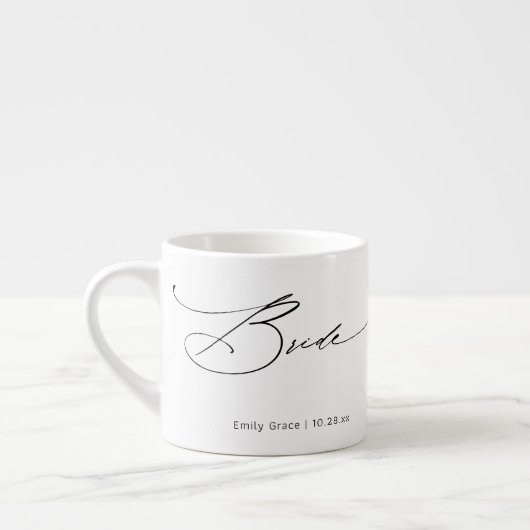 Bride Modern Elegant Script Wedding Custom Name Espresso Kop (Links)