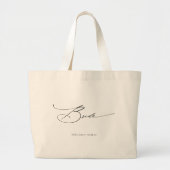 Bride Modern Elegant Script Wedding Custom Name Grote Tote Bag (Voorkant)