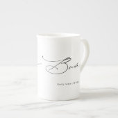 Bride Modern Elegant Script Wedding Custom Name Porselein Kop (Voorkant rechts)