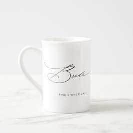 Bride Modern Elegant Script Wedding Custom Name Porselein Kop